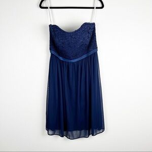 David’s Bridal Sleeveless Bridesmaids‎ Dress Navy Lace Sz 10